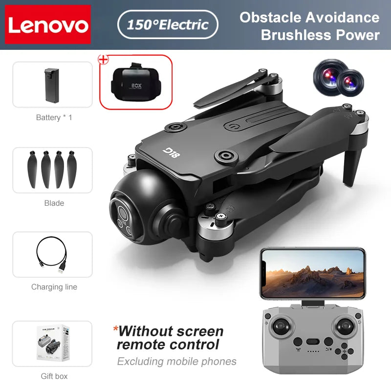 Lenovo D18 Drone 8K HD double caméra photographie aérienne évitement d'obstacles moteur sans brosse 5G WIFI GPS retour 18000m quadrirotor