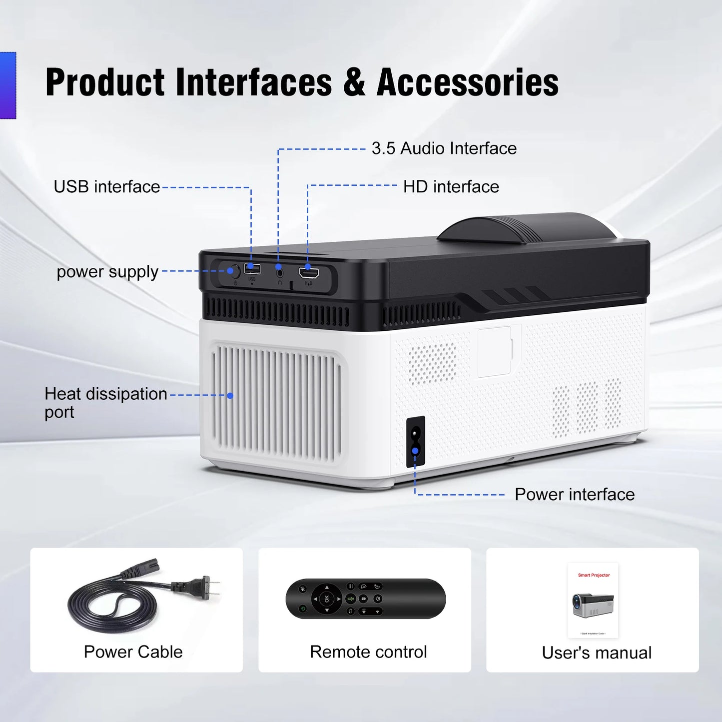 Magcubic HY450 Ultra Short Throw Projector 1080P 8K Supported | 900 ANSI Lumens | Auto Focus & Keystone | WiFi 6 BT5.4 | Allwinner H716 Smart Home Cinema