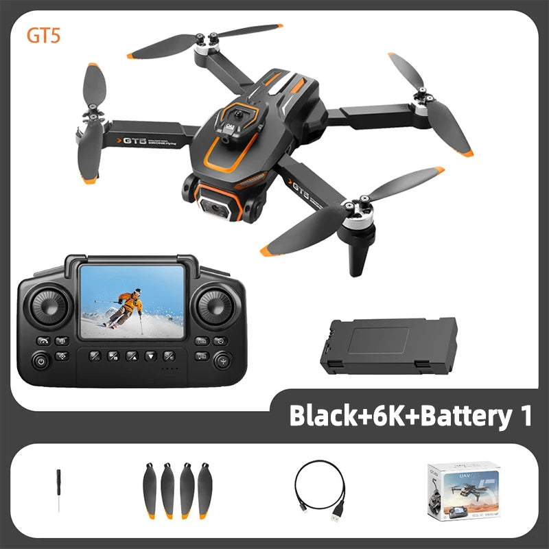 Pour Xiaomi GT5 RC Drone 4K caméra HD professionnelle WIFI FPV Dron 360 ° Jouets quadrirotor à grand écran sans balais pour éviter les obstacles