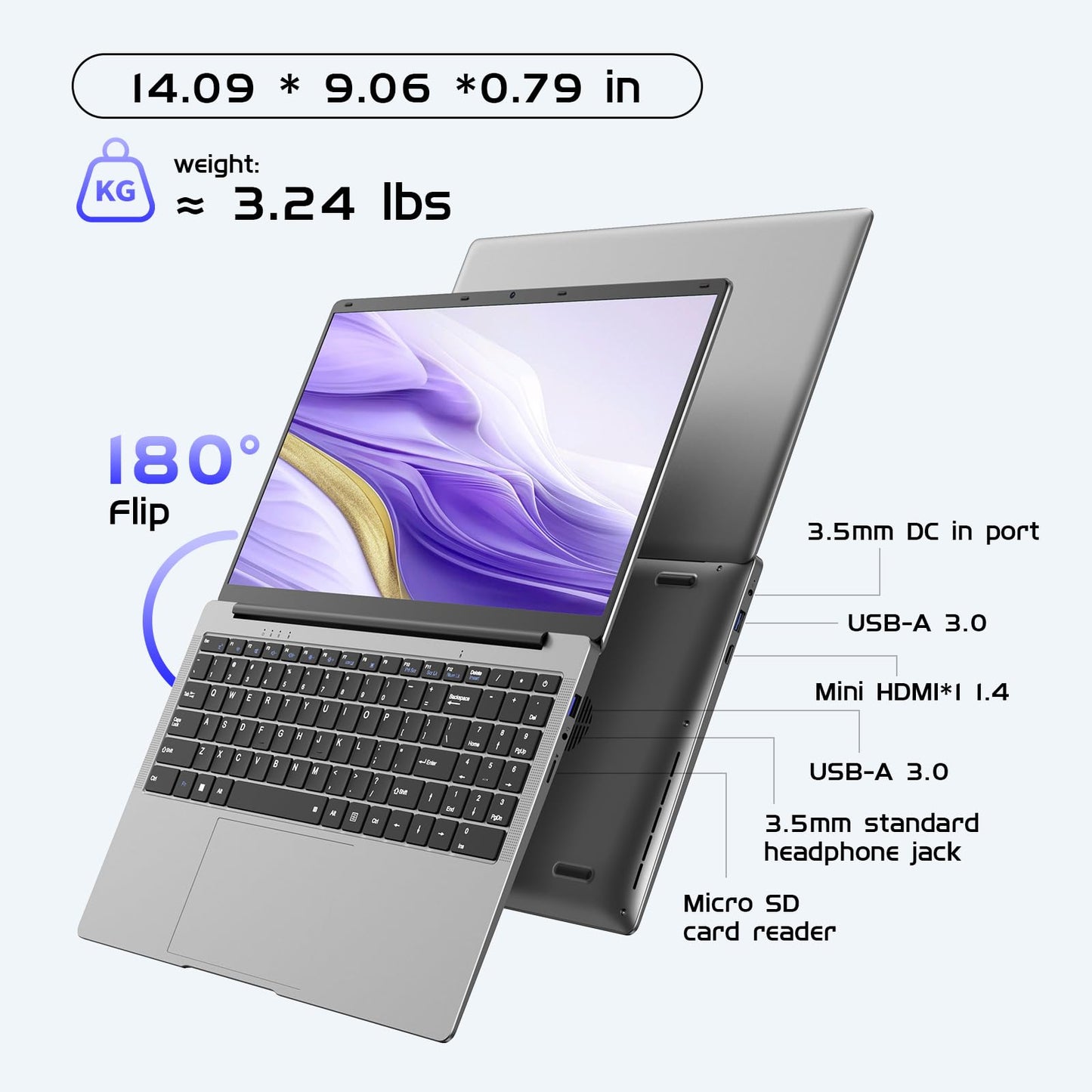 15.6" Window 11 Pro Laptop with 8GB RAM, 256GB SSD, MS Office 365, 100% sRGB Display, N4000 Processor, Dual-Band Wi-Fi, Bluetooth 4.2, USB-A, HDMI, 1920x1080 FHD Display
