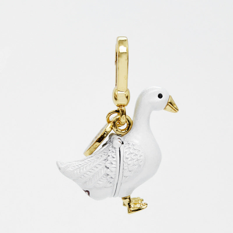 Accessory temperament enamel glaze color glaze print gray swan can be opened gold egg pendant pendant pendant