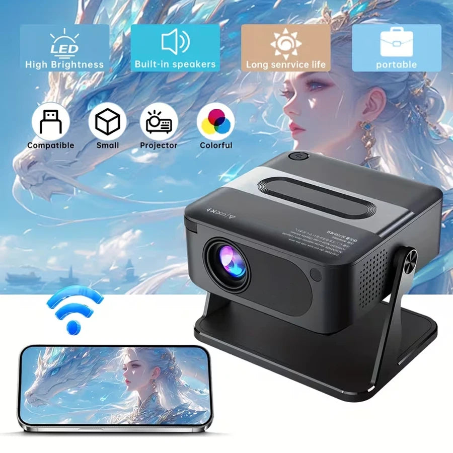 Mini projecteur HA109 : portable intelligent 4K avec Wi-Fi 6, BT 5.0 et Android 11 doté de la correction automatique de la clé pour la maison
