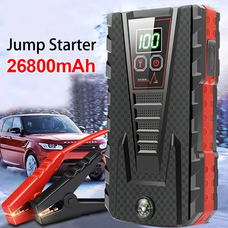 26800mAh Portable Car Jump Starter Peak 2500A Power Bank Charger 12V Auto Starting Device Petrol Diesel Car Emergency Battery