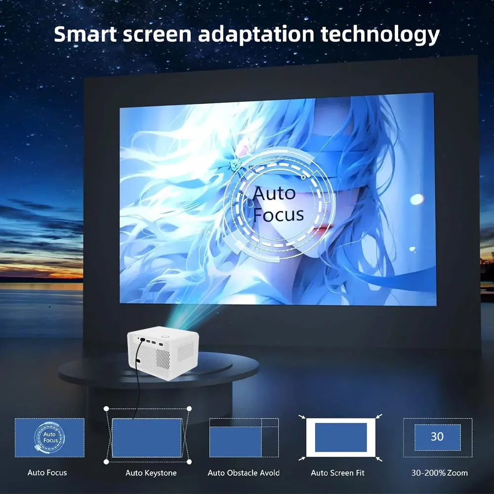 Mini Projecteur M10 4K Ultra HD – Android 13 | Wi-Fi 6 Double Bande | Projecteur Intelligent Home Cinéma