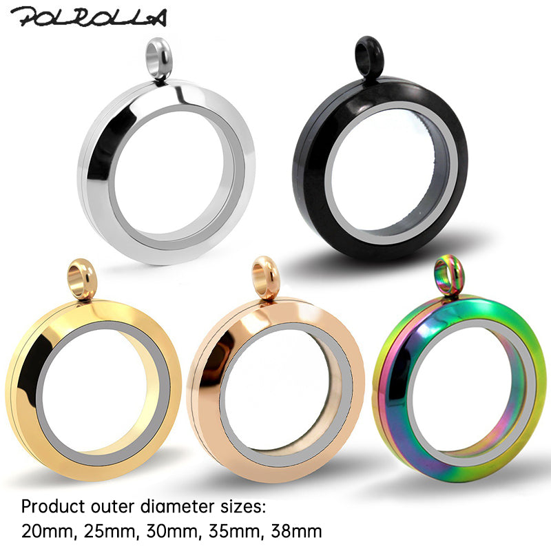 20mm/25mm/30mm Glass Floating Lockets Pendant Stainless Steel Magnetic Twist Closure Jewelry