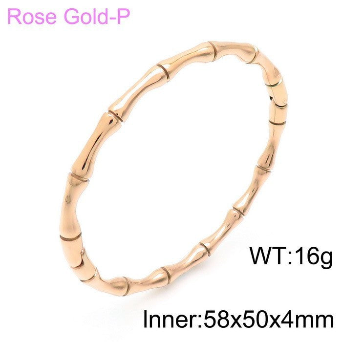 Bamboo Joint Design Stainless Steel Bracelet 18K Gold Plated Versatile High-Grade Plain Circle Bracelet