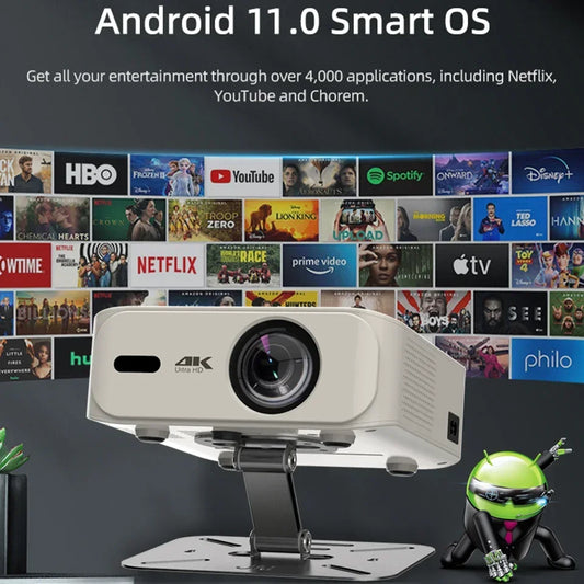 2025 nouveau projecteur 4K intégré 5W haut-parleur 1920*1080P Android 11 Home cinéma 10000 Lumens Wifi6 BT5.2 projecteur Portable extérieur