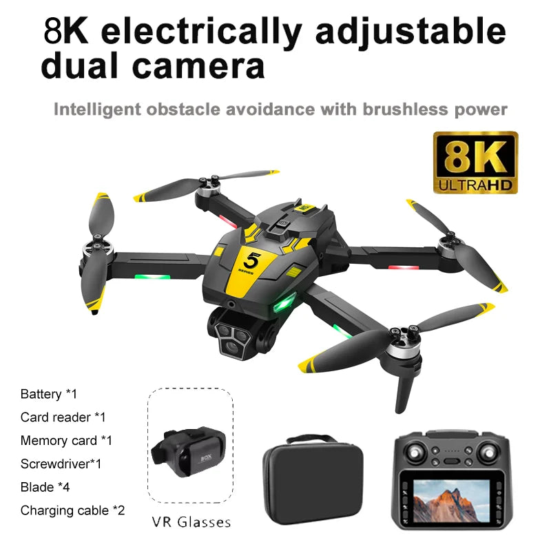 Nouveau Drones M5s RC avec 4K 8K professionnel HD double caméra GPS Dron 5G WIFI FPV pliable quadrirotor moteur sans brosse hélicoptère RC