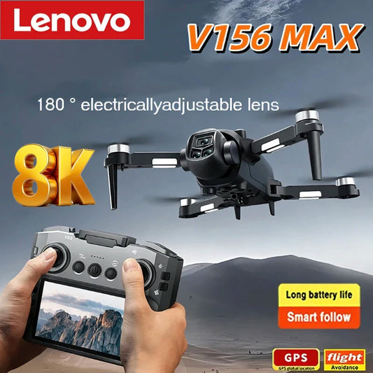 Lenovo V156 MAX Drone 8K HD 5G WIFI GPS écran RC double caméra intelligente évitement d'obstacles jouets électriques sans brosse Drone cadeau 2026