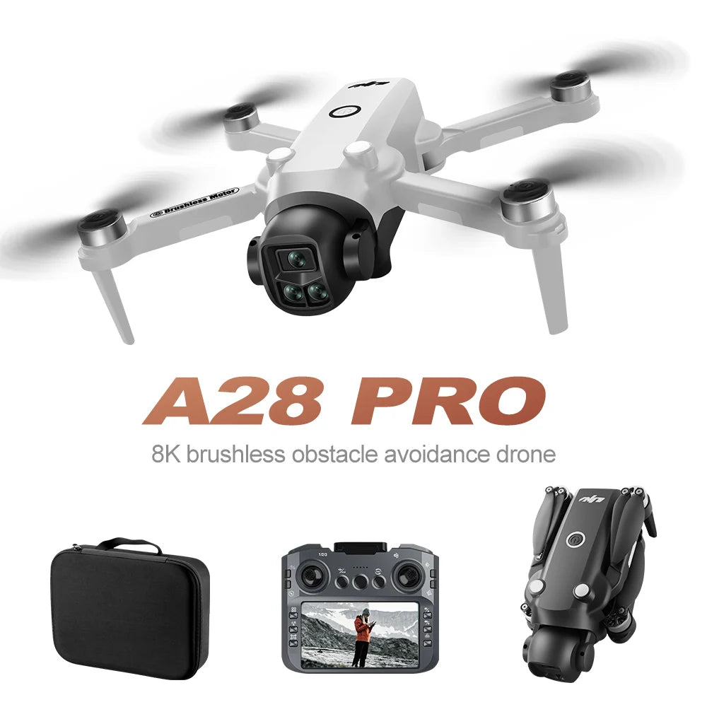 Nouveau Drone A28 PRO 8K HD, moteur Intelligent sans balais pour éviter les obstacles, avec écran, télécommande, 2.4GHz, jouet RC, cadeau pour adultes
