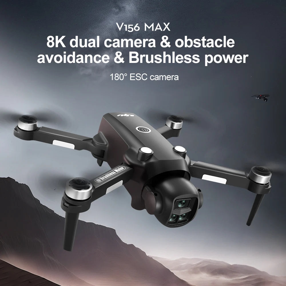 Nouveau V156 Max Drone professionnel HD double caméra Dron moteur sans brosse 5G WIFI FPV pliable RC quadrirotor hélicoptère jouets