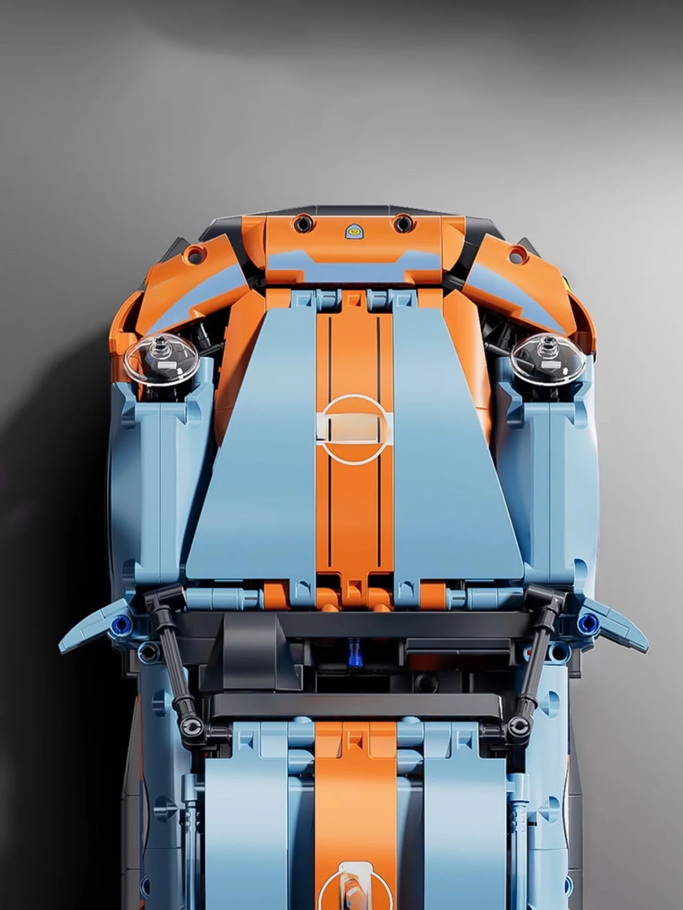Supercar de bloc de construction orange-bleu 1:14, modèle de voiture à assembler en plastique ABS, cadeau d'anniversaire/noël/Halloween/ Thanksgiving