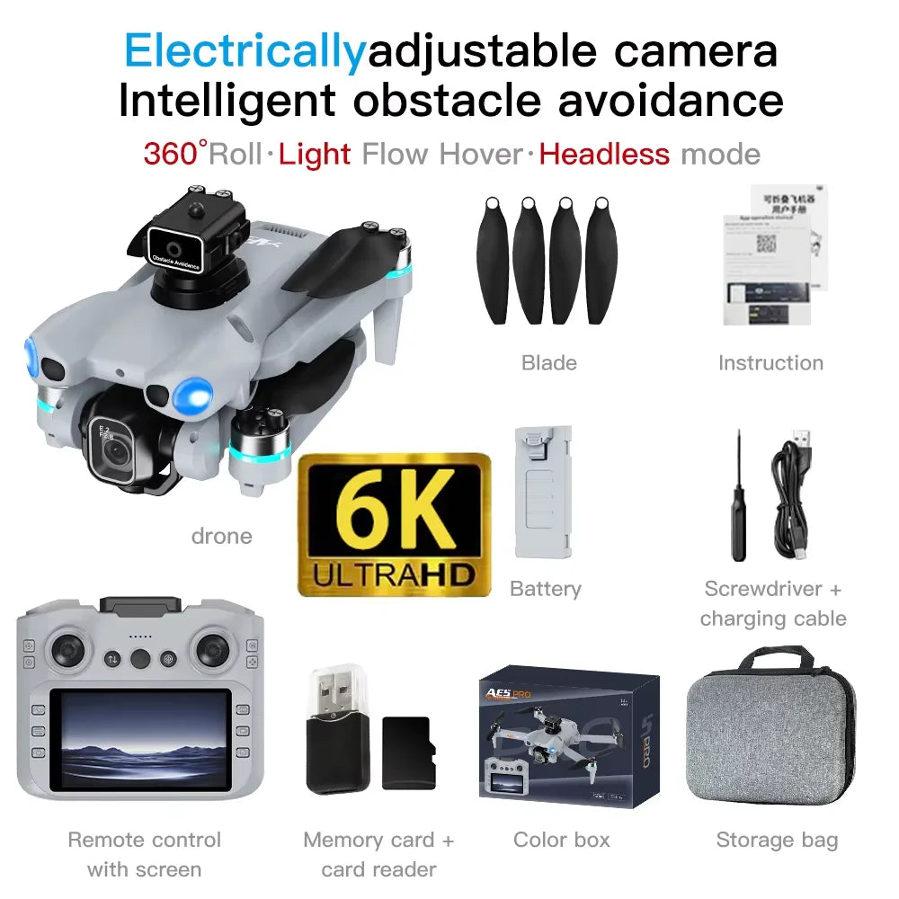 5KM 8K professionnel HD double caméra 2026 populaire nouveau AE5 GPS Drone 3 axes cardan 360 °   Jouet quadrirotor sans balais pour éviter les obstacles