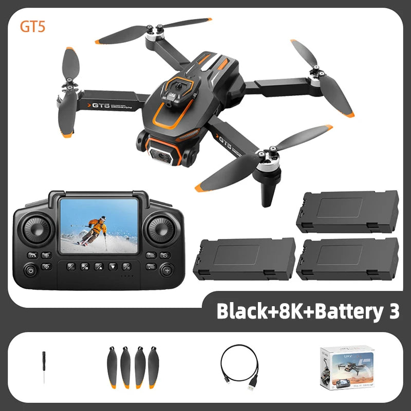 Pour Xiaomi GT5 RC Drone 4K caméra HD professionnelle WIFI FPV Dron 360 °   Jouets quadrirotor à grand écran sans balais pour éviter les obstacles