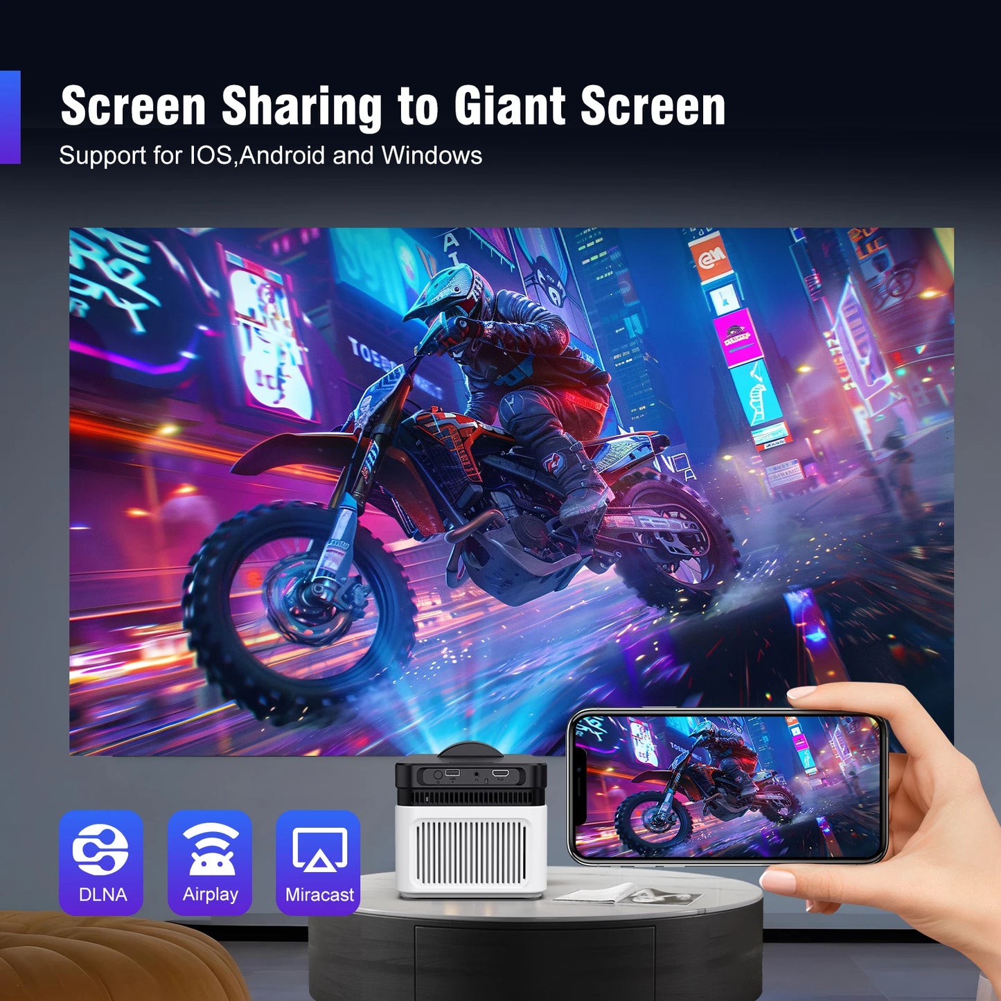 Magcubic HY450 Ultra Short Throw Projector 1080P 8K Supported | 900 ANSI Lumens | Auto Focus & Keystone | WiFi 6 BT5.4 | Allwinner H716 Smart Home Cinema