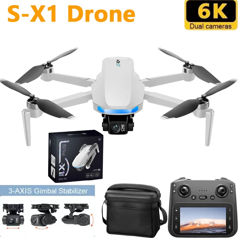 Nouveau S-X1 MAX GPS Drone professionnel 4K caméra 3 axes cardan aérien FPV sans brosse avec grand écran télécommande pliable Dron