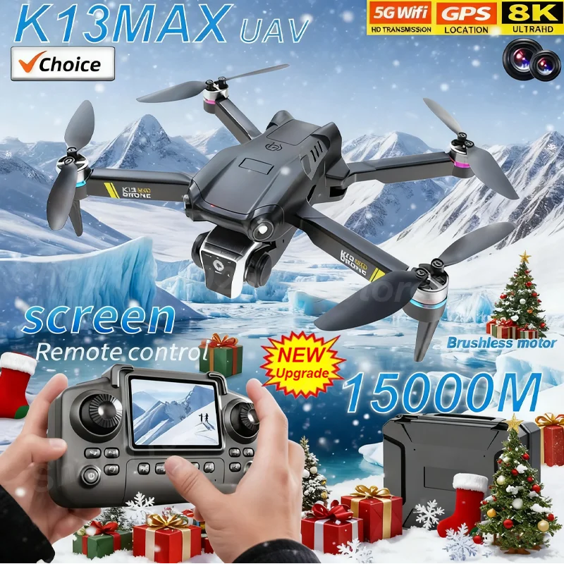Nouveau Drone K13 MAX, caméra 8K, 5G, WiFi FPV, moteur sans balais, double caméra HD, évitement d'obstacles, quadrirotor pour photographie aérienne, cadeau