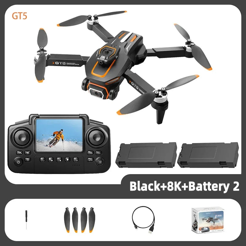 Pour Xiaomi GT5 RC Drone 4K caméra HD professionnelle WIFI FPV Dron 360 °   Jouets quadrirotor à grand écran sans balais pour éviter les obstacles