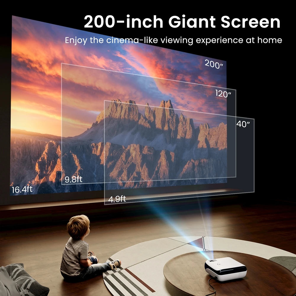 Projecteur Bluetooth HAPPRUN natif 1080P, projecteur de films extérieur portable Full HD avec haut-parleur intégré, avec HDMI, USB, AV