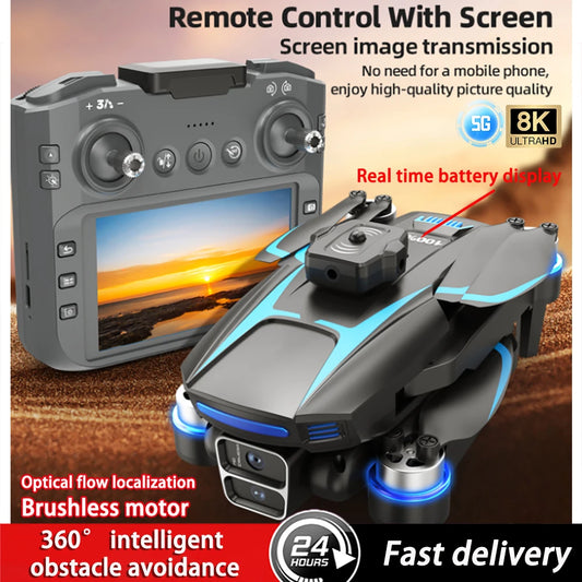 Drone professionnel LF666 8K, trois caméras HD avec grand écran FPV, flux optique aérien sans balais, pliable, quadrirotor 3KM