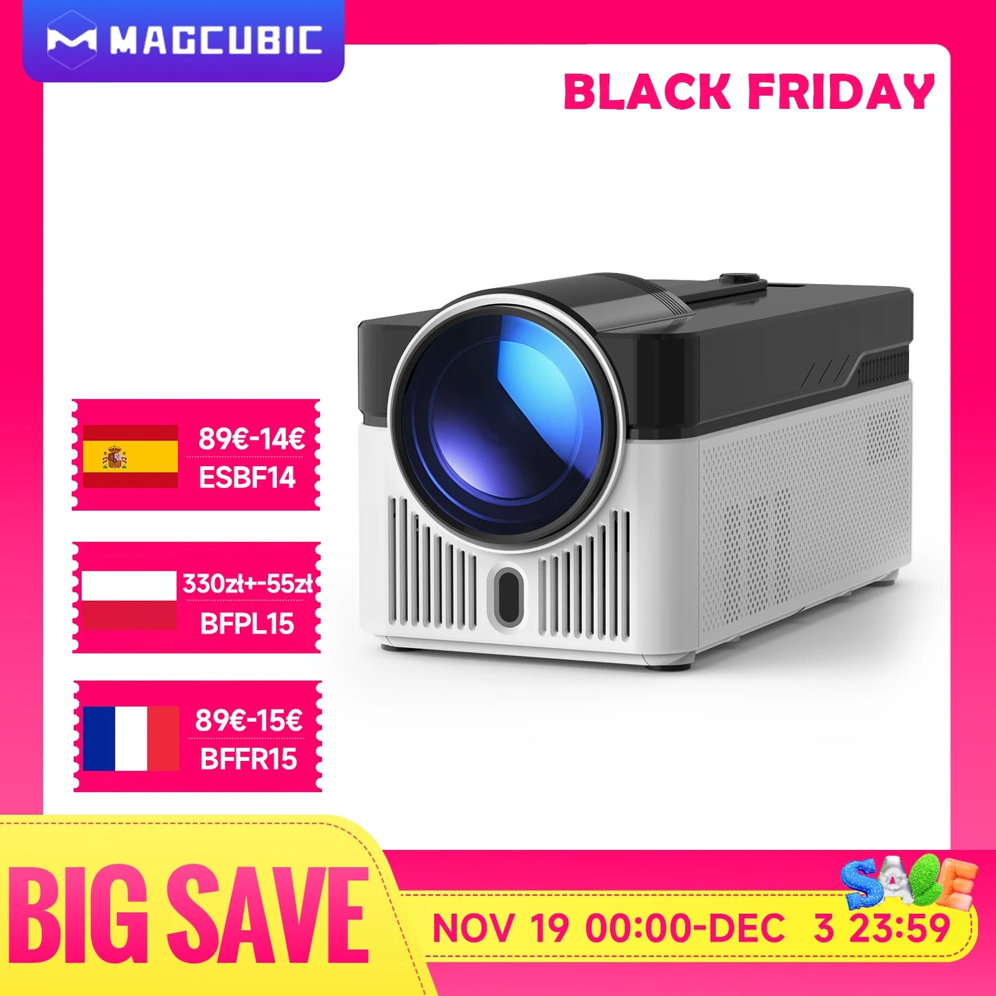 Magcubic HY450 Ultra Short Throw Projector 1080P 8K Supported | 900 ANSI Lumens | Auto Focus & Keystone | WiFi 6 BT5.4 | Allwinner H716 Smart Home Cinema