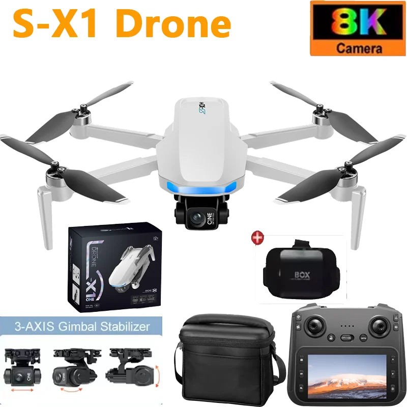 Nouveau S-X1 MAX GPS Drone professionnel 4K caméra 3 axes cardan aérien FPV sans brosse avec grand écran télécommande pliable Dron