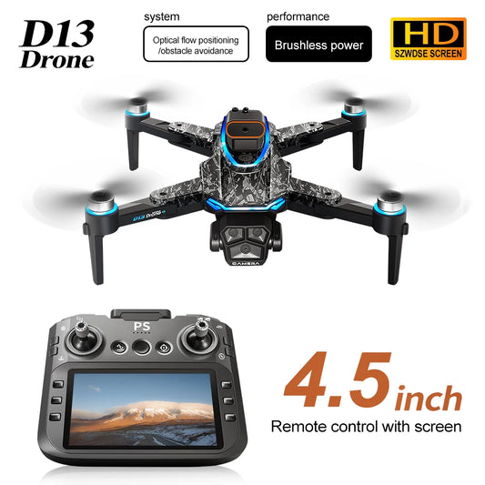 Nouveau Drone professionnel D13, caméra 8K, avec WiFi 5G, FPV, écran, télécommande, sans balais, pour éviter les obstacles, jouets quadrirotor