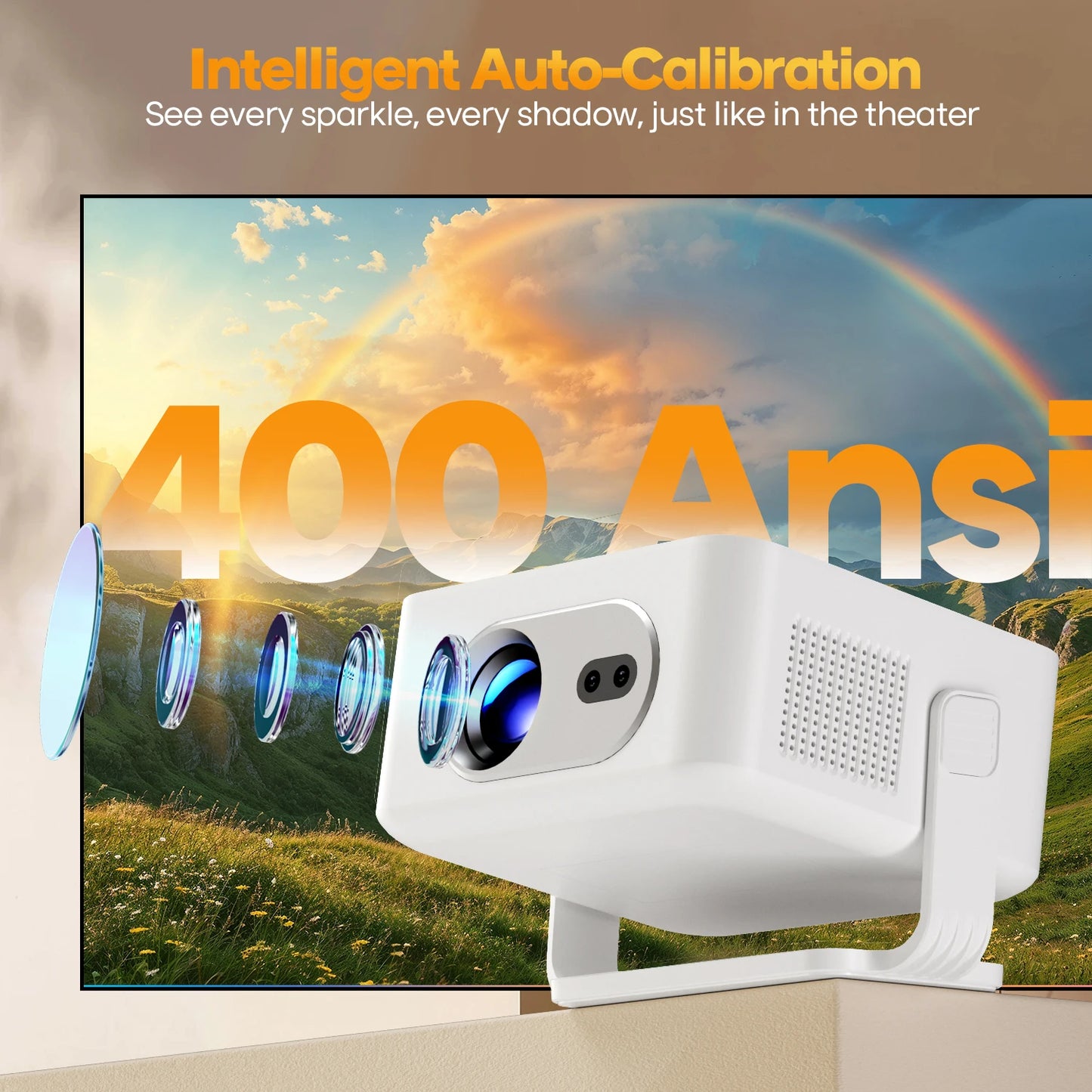 Magcubic – projecteur Android 14 4K à mise au point automatique, 400ANSI 8K natif 720P HY300 Max, avec Wifi6 BT5.4 Allwinner H726, Portable pour l'extérieur