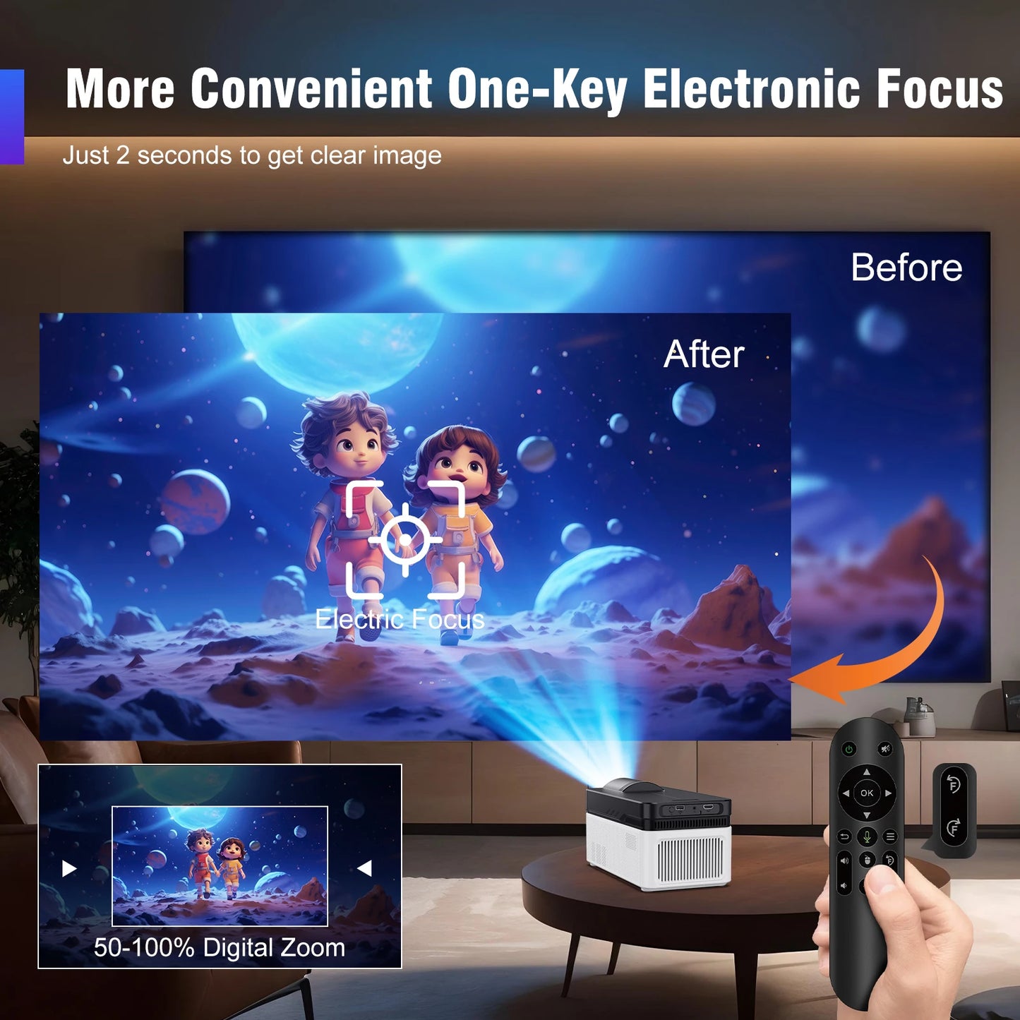 Magcubic HY450 Ultra Short Throw Projector 1080P 8K Supported | 900 ANSI Lumens | Auto Focus & Keystone | WiFi 6 BT5.4 | Allwinner H716 Smart Home Cinema