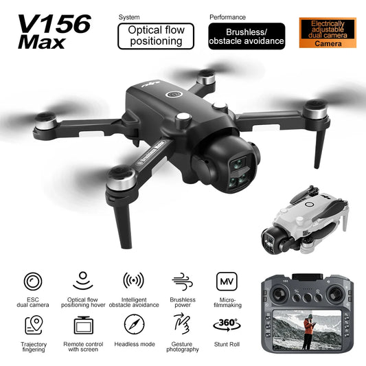 V156 Mini Drone 4K caméra HD professionnelle avec grand écran 2.4G WIFI FPV Dron flux optique sans brosse vol stationnaire pliable quadrirotor