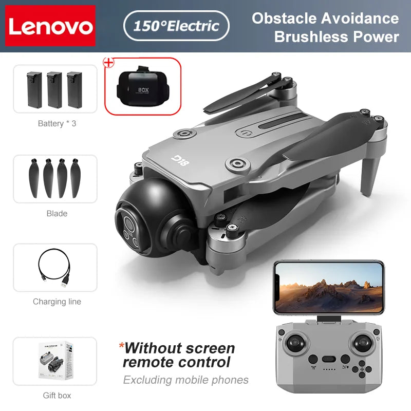 Lenovo D18 Drone 8K HD double caméra photographie aérienne évitement d'obstacles moteur sans brosse 5G WIFI GPS retour 18000m quadrirotor
