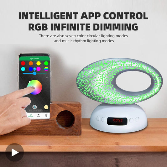 Coran Azan horloge islamique musulman coran lumineux veilleuse lampe sainte Bluetooth haut-parleur Portable sans fil arabe Ramadan Caixa De Som