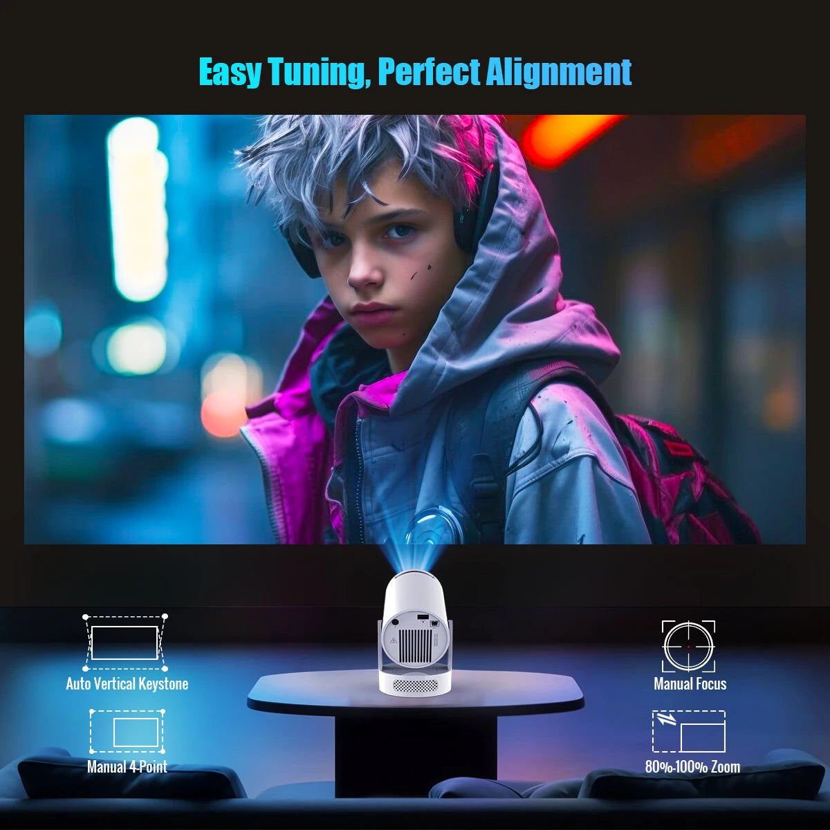 Magcubic HY300 Pro + 4K Android 11 projecteur Portable 8000 Lumens WiFi 6 BT5.4 cinéma extérieur 5W haut-parleur HiFi 720P HD pris en charge