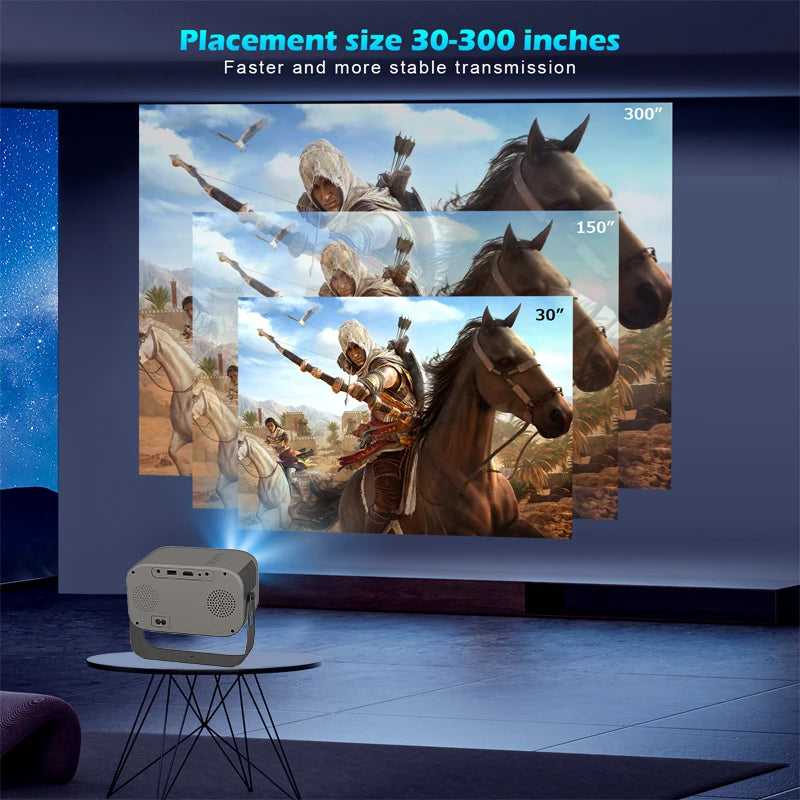 Mini projecteur mural 4K, projecteur de films extérieur Portable avec Wi-Fi intégré, haut-parleur et Keystone numérique, HDMI/BT,