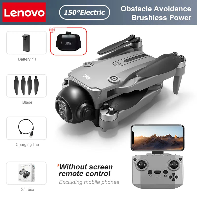 Lenovo D18 Drone 8K HD double caméra photographie aérienne évitement d'obstacles moteur sans brosse 5G WIFI GPS retour 18000m quadrirotor