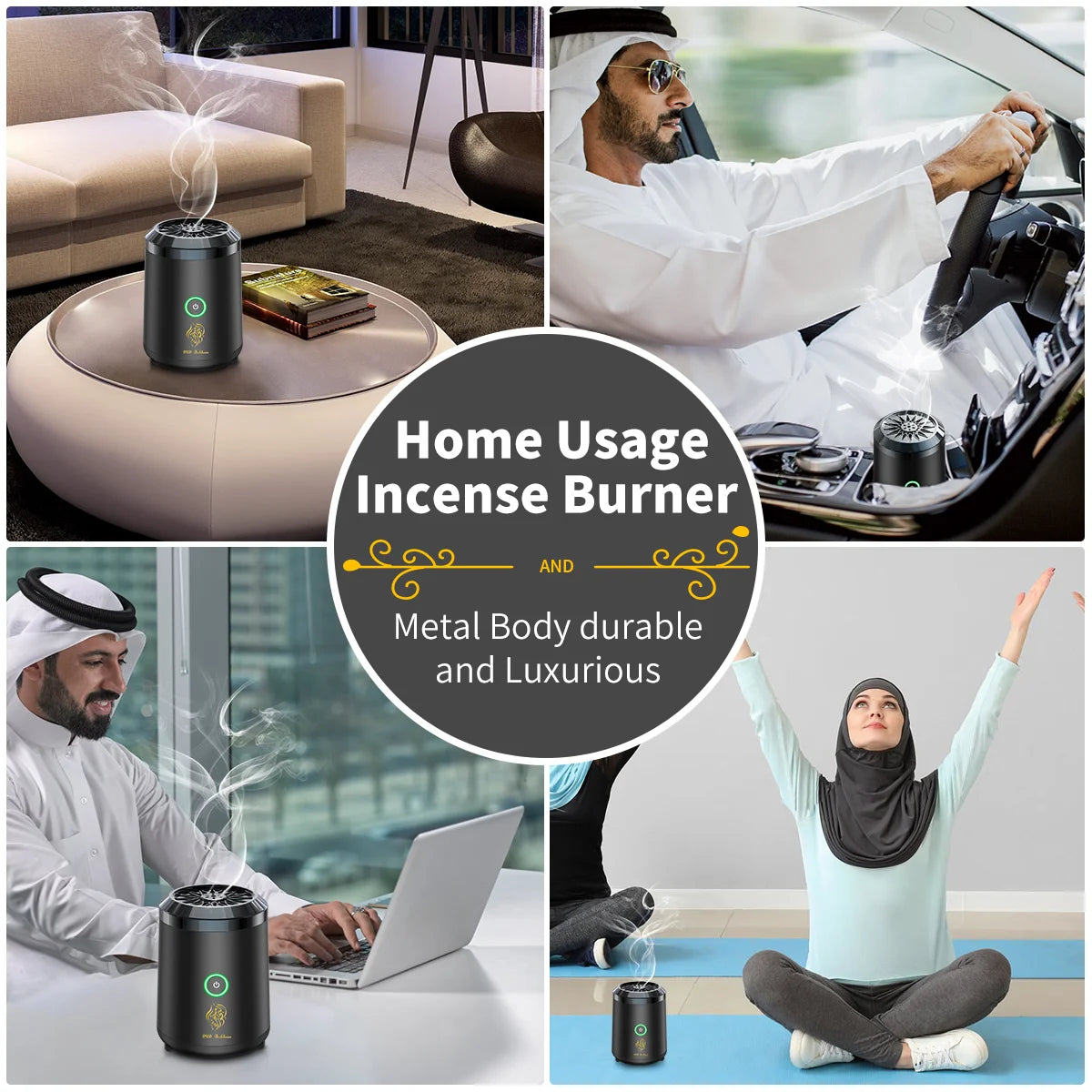Mini brûleur d'encens électrique Portable Oud arabe Bakhoor diffuseur d'arôme arabe porte-encens Rechargeable