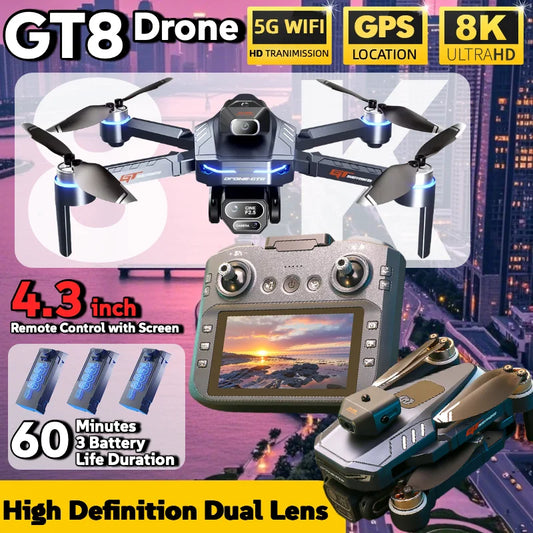 Pour Xiaomi GT8 Drone 8K professionnel double caméra GPS FPV moteur sans brosse flux optique flottant pliant quadrirotor 4K RC Dron jouet