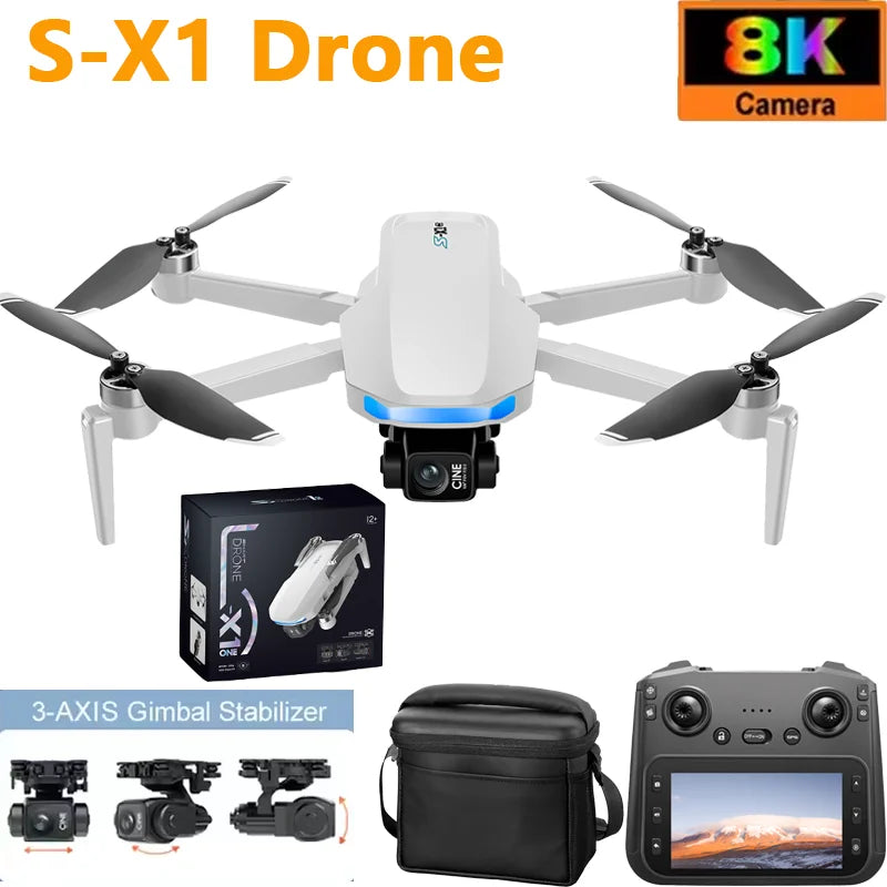 Nouveau S-X1 MAX GPS Drone professionnel 4K caméra 3 axes cardan aérien FPV sans brosse avec grand écran télécommande pliable Dron