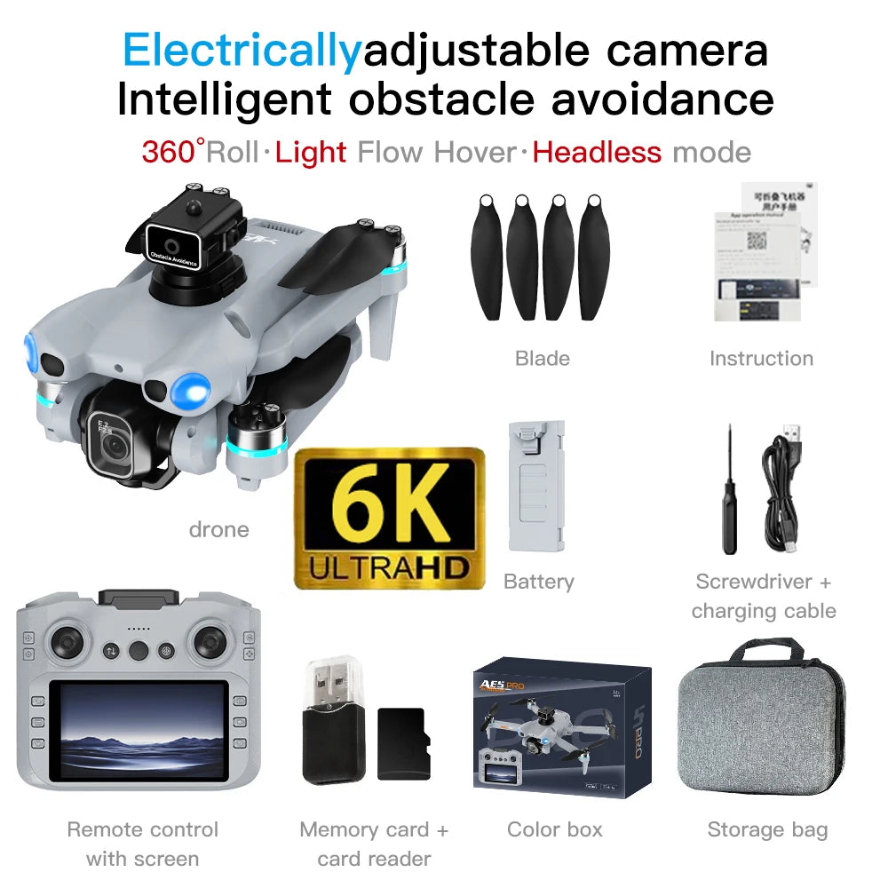 360 °   Rouleau FPV 5G WIFI 8K HD double caméra moteurs sans balais Intelligence évitement d'obstacles pliable nouveau Drone GPS AE5Pro avec Drone
