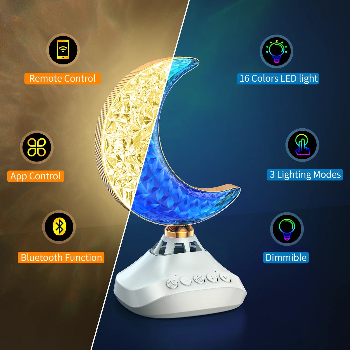 Lampe de table LED avec lecteur Bluetooth, veilleuse, lumière blanche chaude, salon