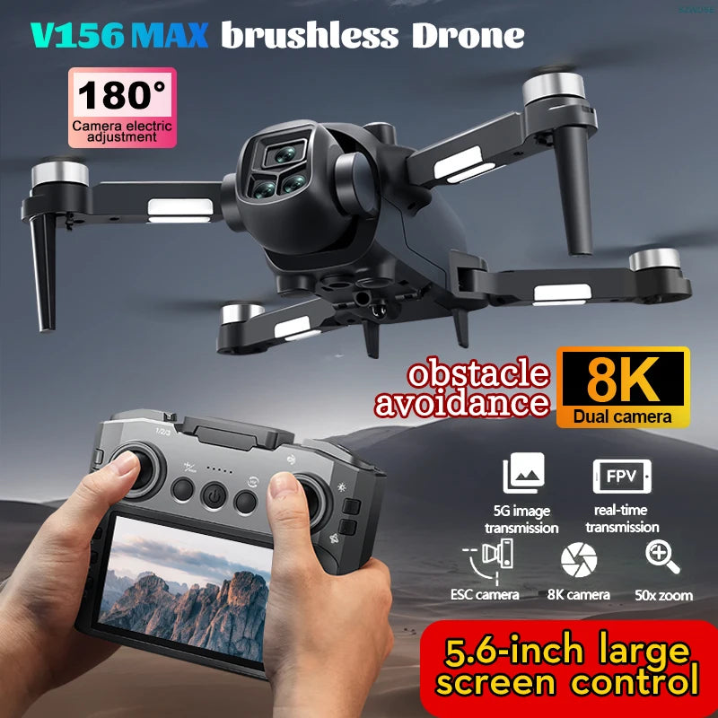 Nouveau V156 Max Drone professionnel HD double caméra Dron moteur sans brosse 5G WIFI FPV pliable RC quadrirotor hélicoptère jouets