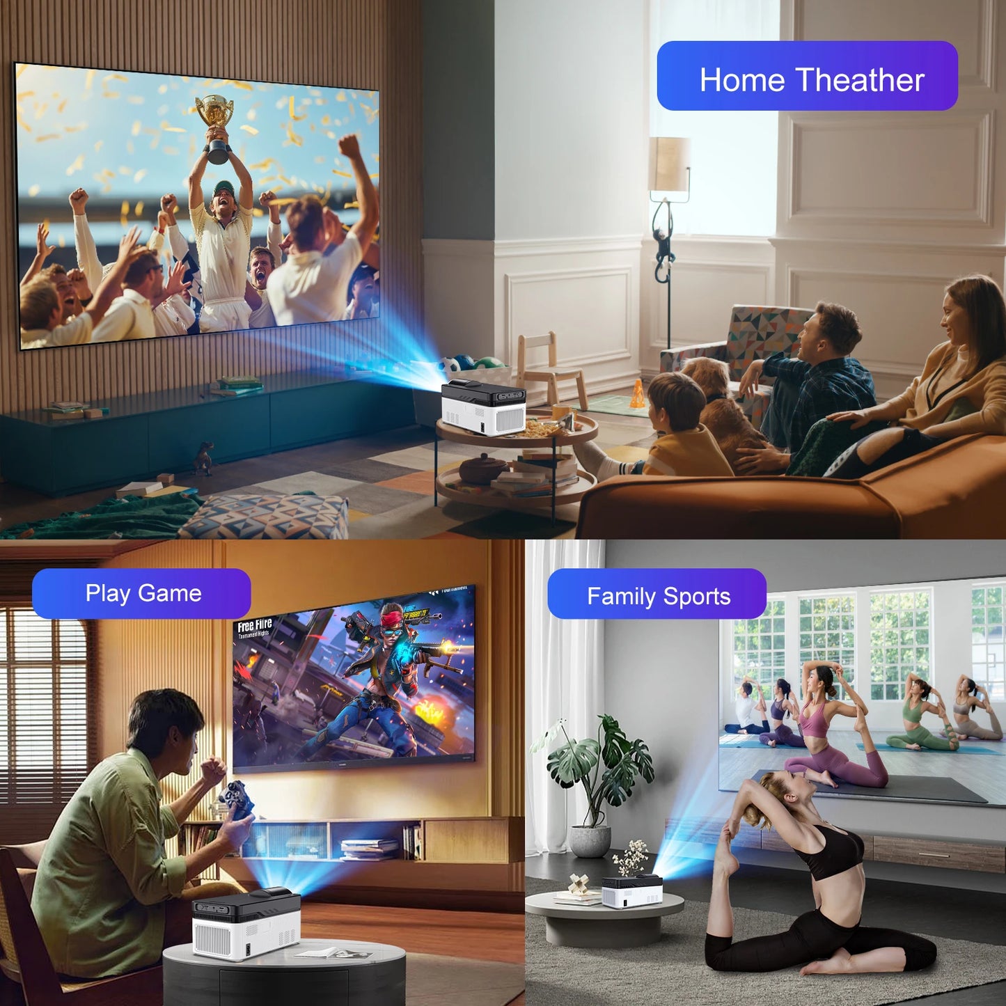 Magcubic HY450 Ultra Short Throw Projector 1080P 8K Supported | 900 ANSI Lumens | Auto Focus & Keystone | WiFi 6 BT5.4 | Allwinner H716 Smart Home Cinema