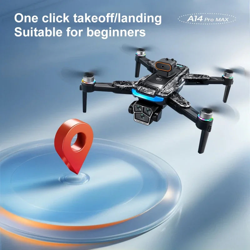 Pour Xiao Mi A14Pro Max GPS sans brosse 8K trois caméras flux optique évitement d'obstacles pliable quadrirotor RC Distance Drone jouets