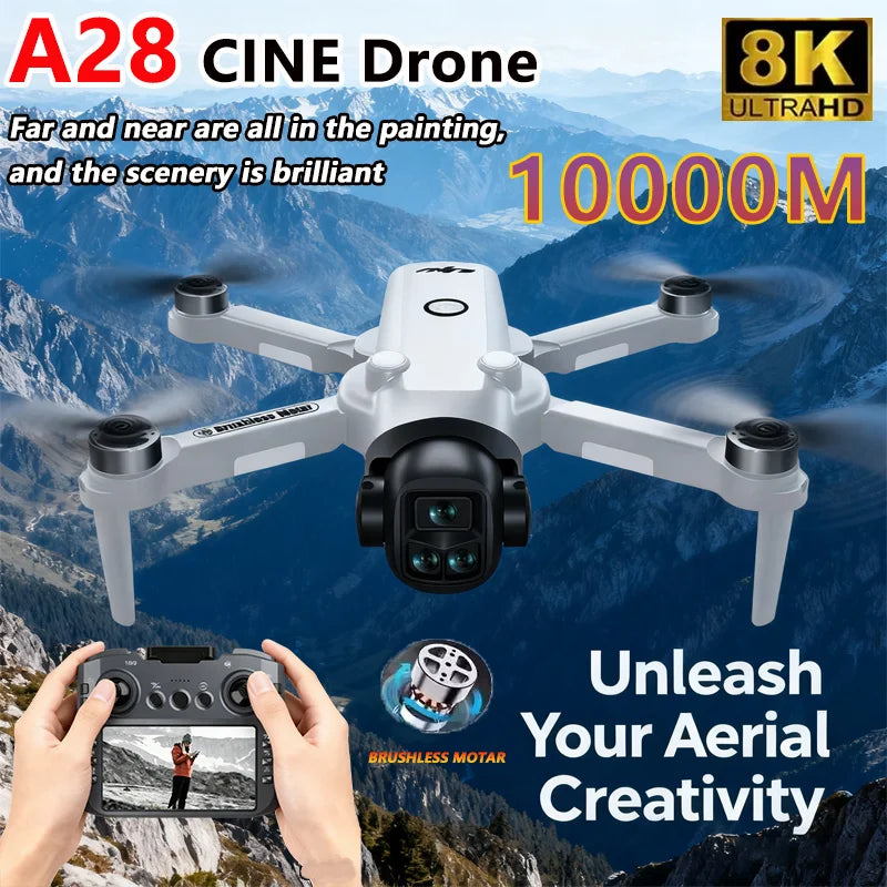 Nouveau Drone A28 PRO 8K HD, moteur Intelligent sans balais pour éviter les obstacles, avec écran, télécommande, 2.4GHz, jouet RC, cadeau pour adultes