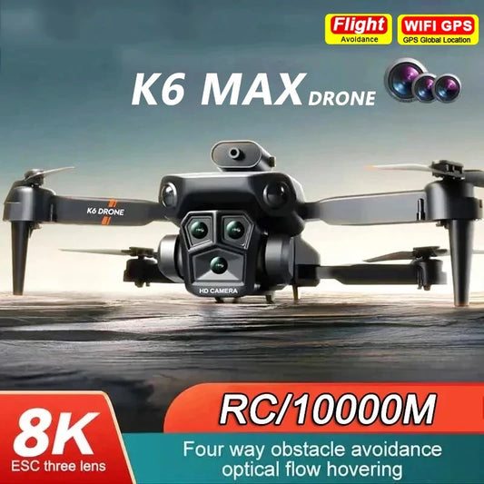 Drone professionnel K6 Max 8K GPS HD, trois caméras, flux optique grand angle, évitement d'obstacles à quatre voies, jouets quadricoptères