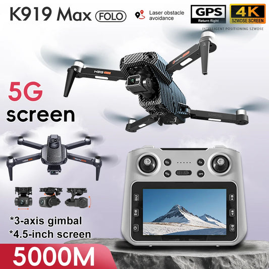 K919 MAX GPS Drone 4K professionnel HD EIS caméra 3 axes cardan aérien sans brosse évitement d'obstacles Drones de Surveillance de sécurité