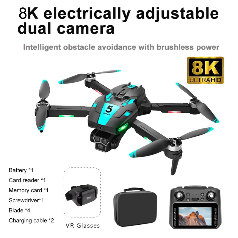 Nouveau Drones M5s RC avec 4K 8K professionnel HD double caméra GPS Dron 5G WIFI FPV pliable quadrirotor moteur sans brosse hélicoptère RC