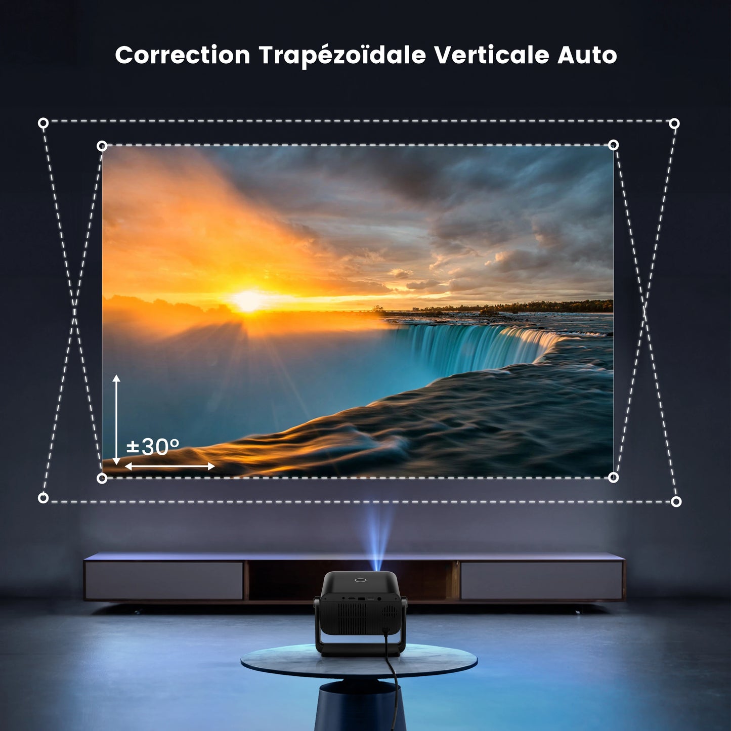 Mini Vidéoprojecteur, 18000 Lumens Projecteur, Vidéoprojecteur Portable WiFi Bluetooth Full HD Supporte 1080P avec Angle 145° Projecteur Home Cinéma Electric Focus/Auto Keystone